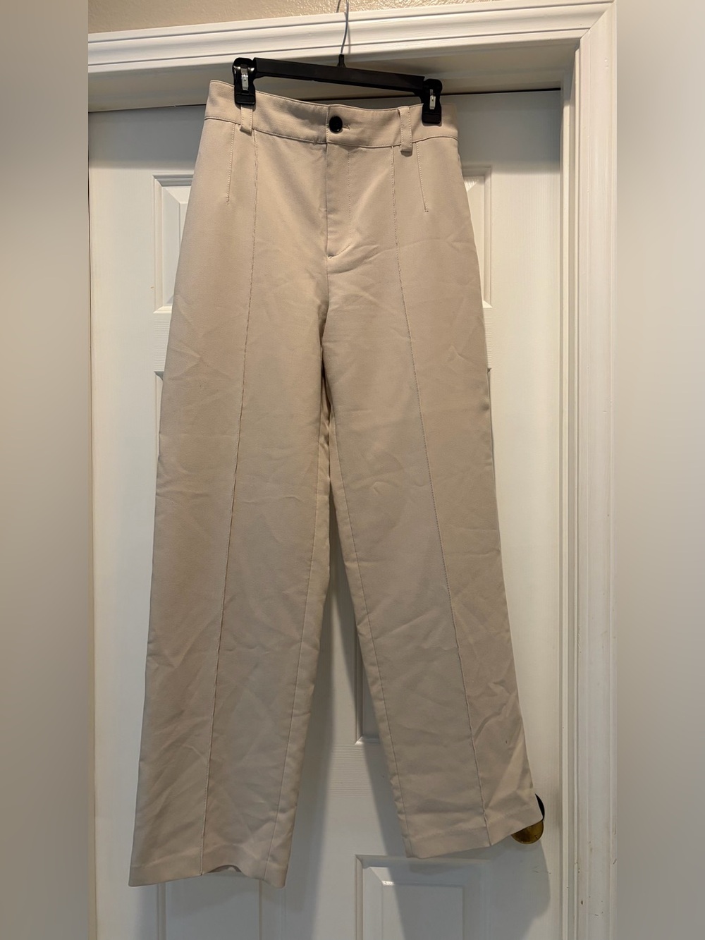 Zara Light Beige Straight-Leg Chinos